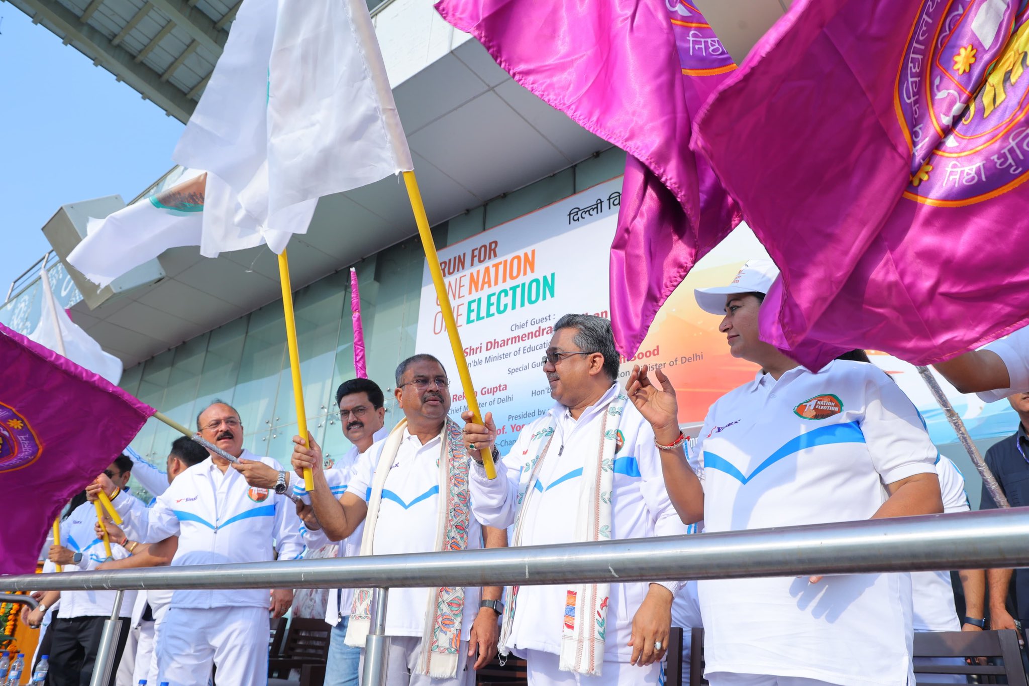 Union Education Minister flagged off the 'One Nation One Election' run at Delhi University