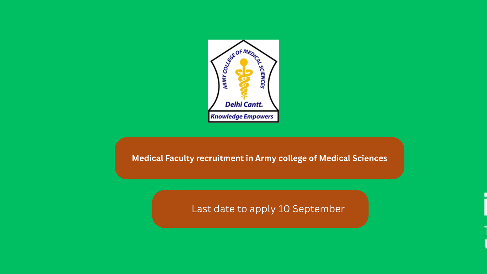 Medical Faculty recruitment in Army college of Medical Sciences