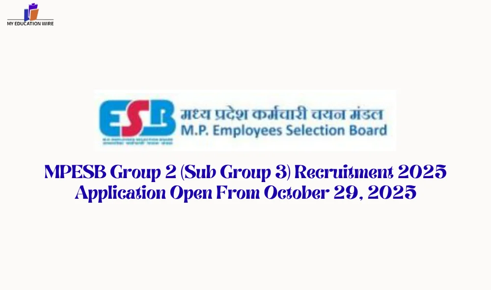 MPESB Group 2 (Sub Group 3) Recruitment 2025