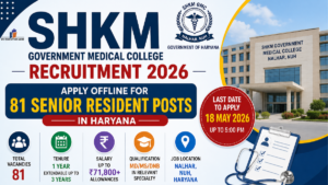 SHKM Government Medical College Recruitment 2026 Apply Offline for 81 Senior Resident Posts in Haryana