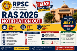 RPSC RAS 2026 Notification Out: Big Opportunity for Graduates, Don't Miss the July 3 Deadline