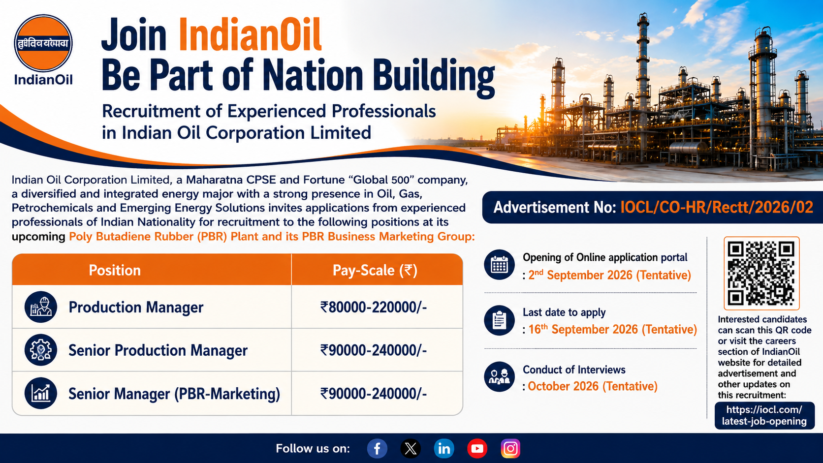 IOCL Recruitment 2026: Experienced Professionals Vacancy