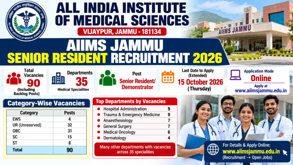 AIIMS Jammu Senior Resident Recruitment 2026