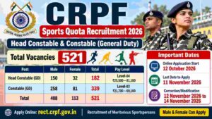CRPF Sports Quota Recruitment 2026