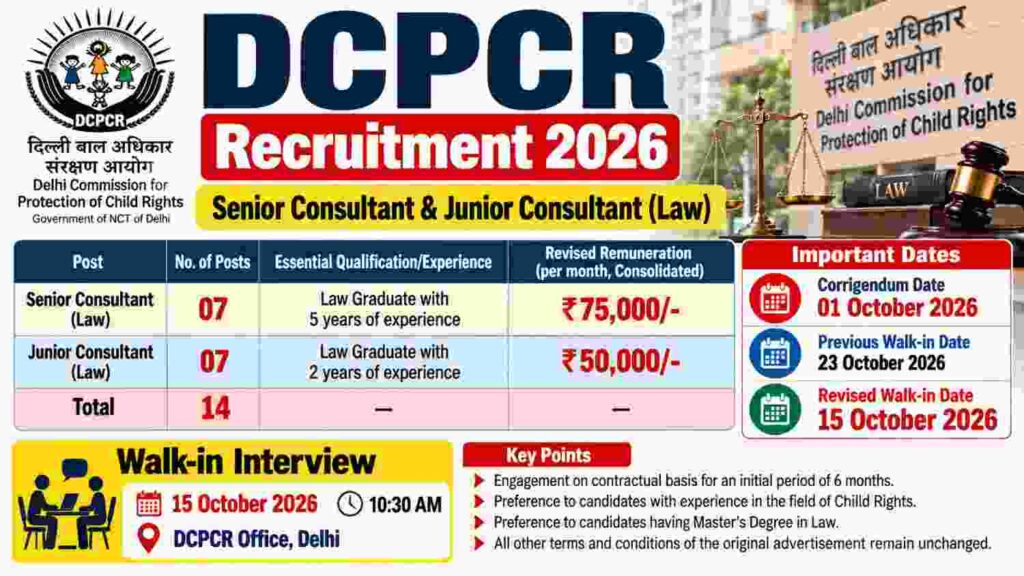 Delhi DCPCR Recruitment 2026