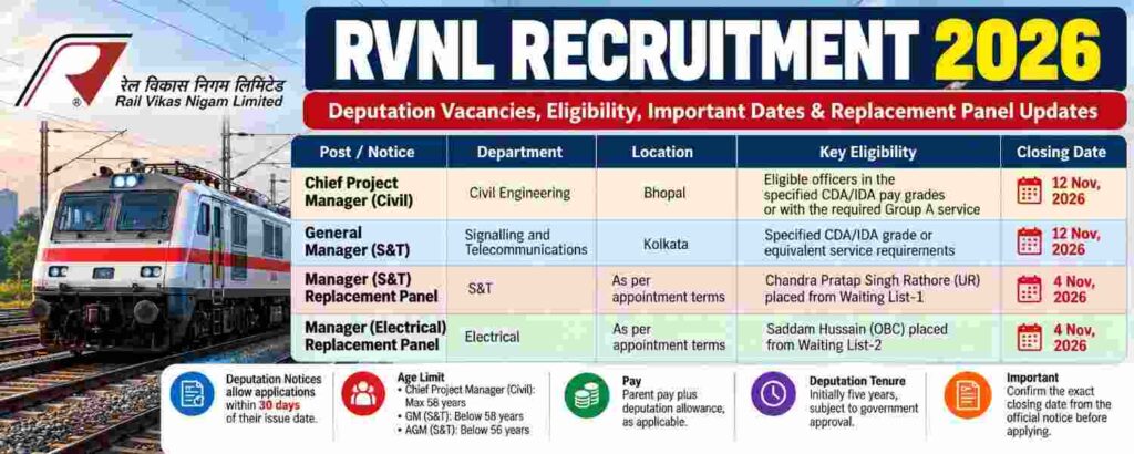 RVNL Recruitment 2026: Deputation Vacancies